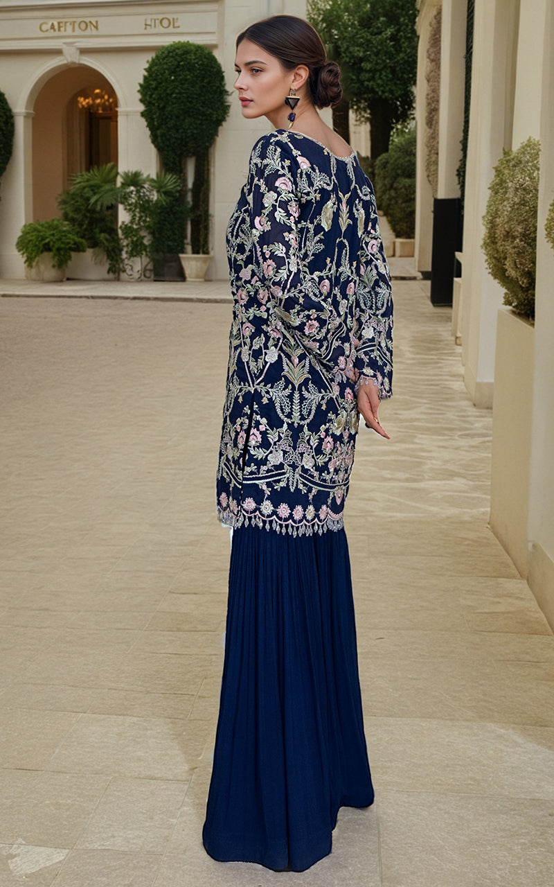 Threads and Motifs | Formal Dresses 25 | Chiffon Embroidered Shirt - by Libasekhas UK - Registered Vendor of : Threads and Motifs - 100% Original Designer Dress