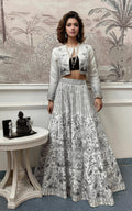 Threads and Motifs | Formal Dresses 25 | Printed Jacket And Printed Lehenga With Sequins Blouse - by Libasekhas UK - Registered Vendor of : Threads and Motifs - 100% Original Designer Dress