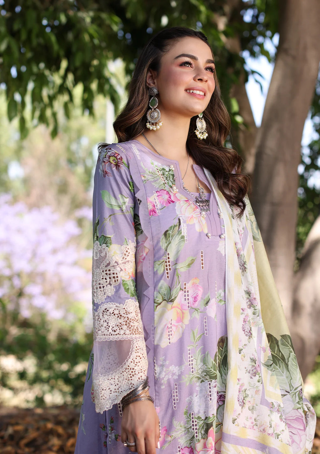 Elaf Premium | Prints Chikankari 24 | 03A LILAC LAMOUR - by - Libasekhas UK - Registered Vendor of : Elaf Premium - 100% Original Designer Dresss