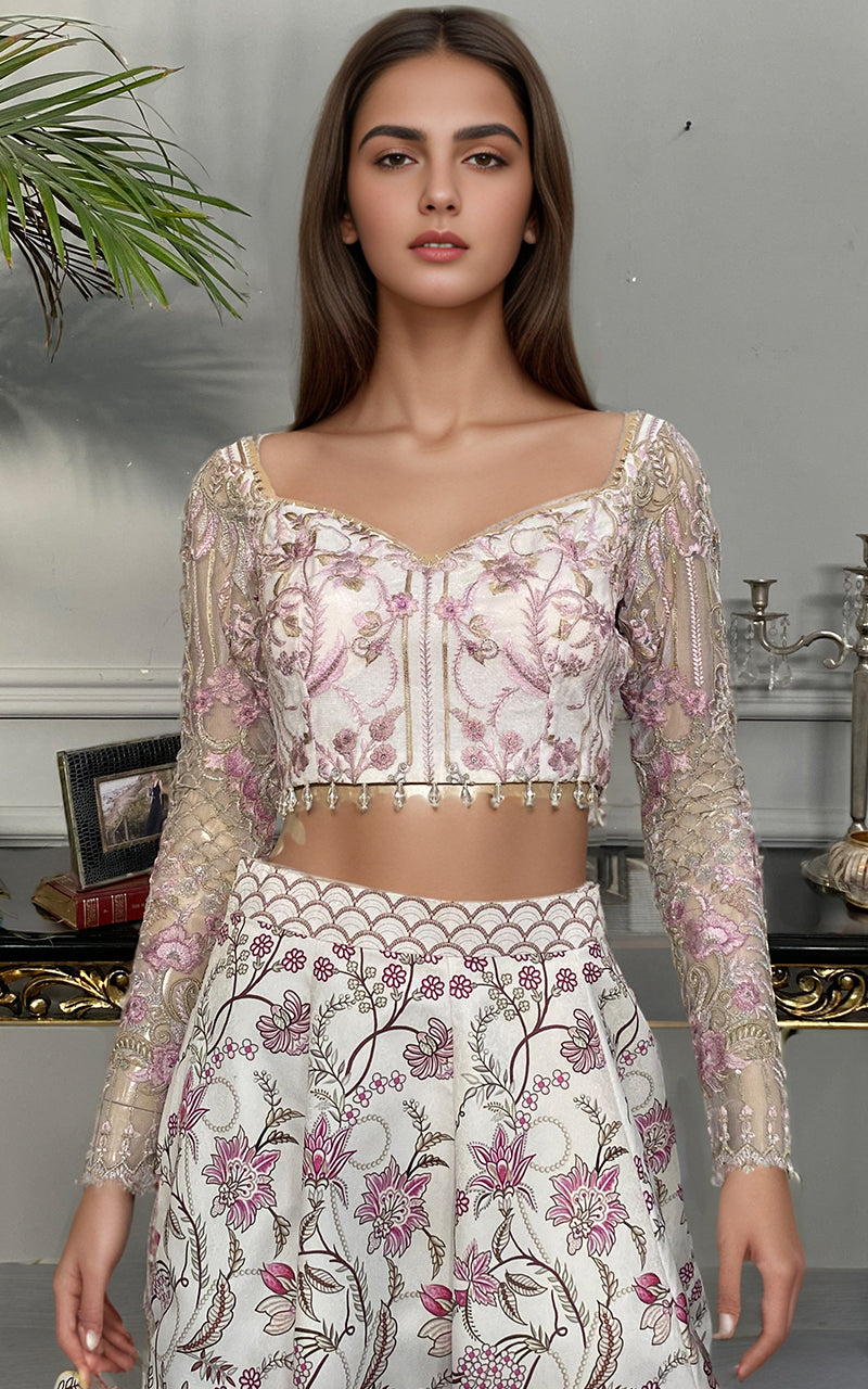 Threads and Motifs | Formal Dresses 25 | Embroidered Blouse With Printed Lehenga And Dupatta - by Libasekhas UK - Registered Vendor of : Threads and Motifs - 100% Original Designer Dress