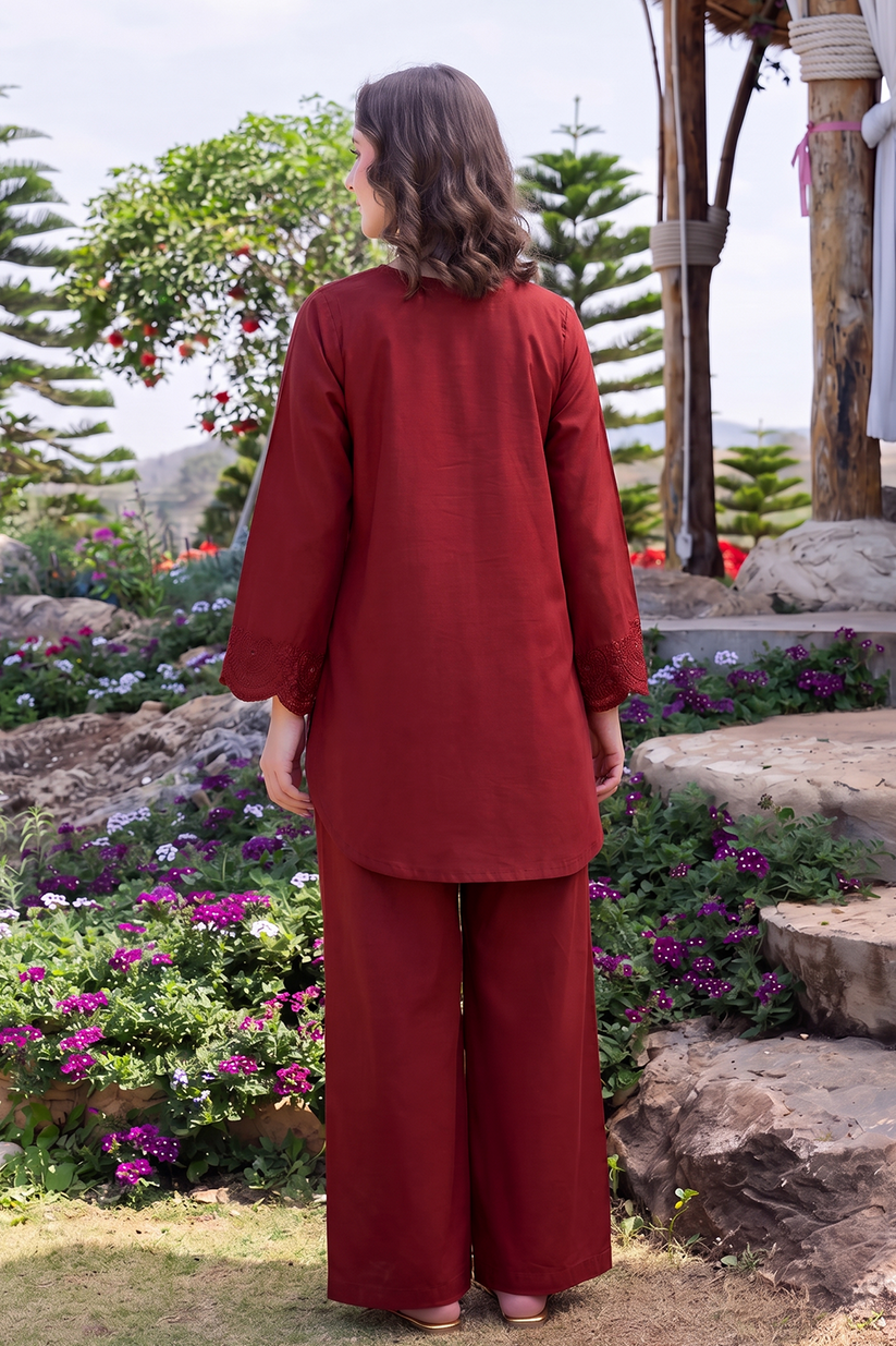 Saad Shaikh | Ease Fall Edit 26 | Merlot - by Libasekhas UK - Registered Vendor of : Saad Shaikh - 100% Original Designer Dress