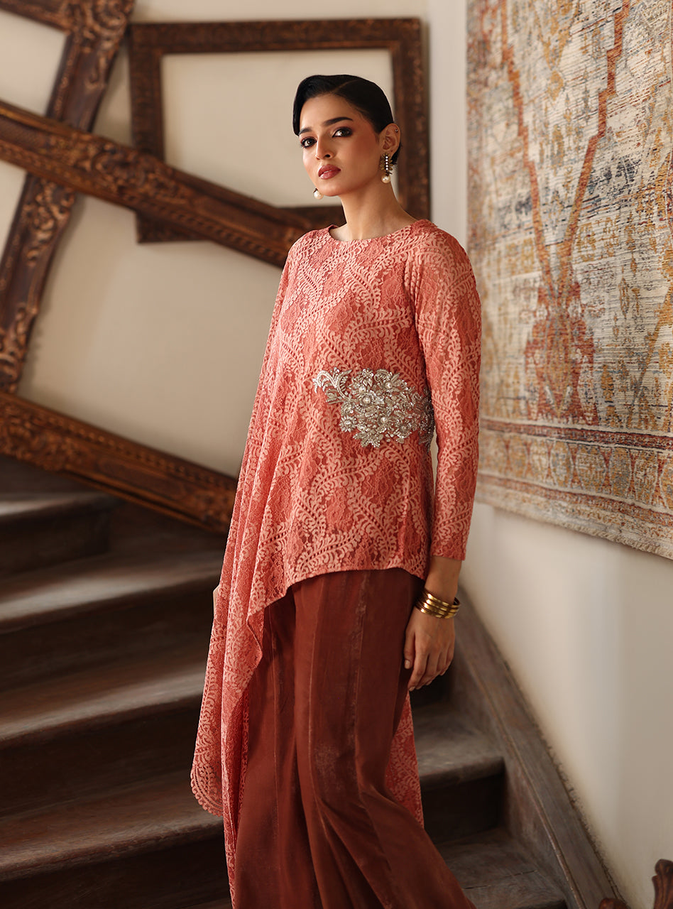 Zainab Chottani | Velura Velvet Edit 25 | Blush Cape - by Libasekhas UK - Registered Vendor of : Zainab Chottani - 100% Original Designer Dress
