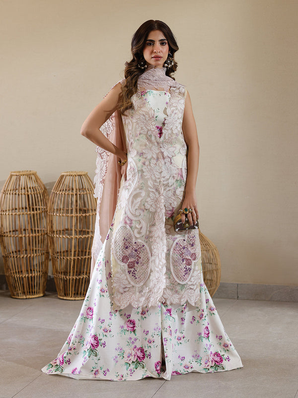 Faiza Faisal | Marine Luxury Lawn 25 | ELISHA - by - Libasekhas UK - Registered Vendor of : Faiza Faisal - 100% Original Designer Dresss