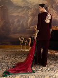 Zainab Chottani | Velura Velvet Edit 25 | Claret Flared Pants - by Libasekhas UK - Registered Vendor of : Zainab Chottani - 100% Original Designer Dress