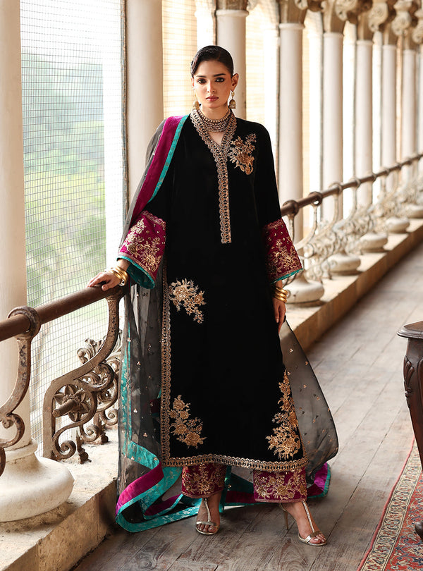 Zainab Chottani | Velura Velvet Edit 25 | Siya Long Shirt - by Libasekhas UK - Registered Vendor of : Zainab Chottani - 100% Original Designer Dress