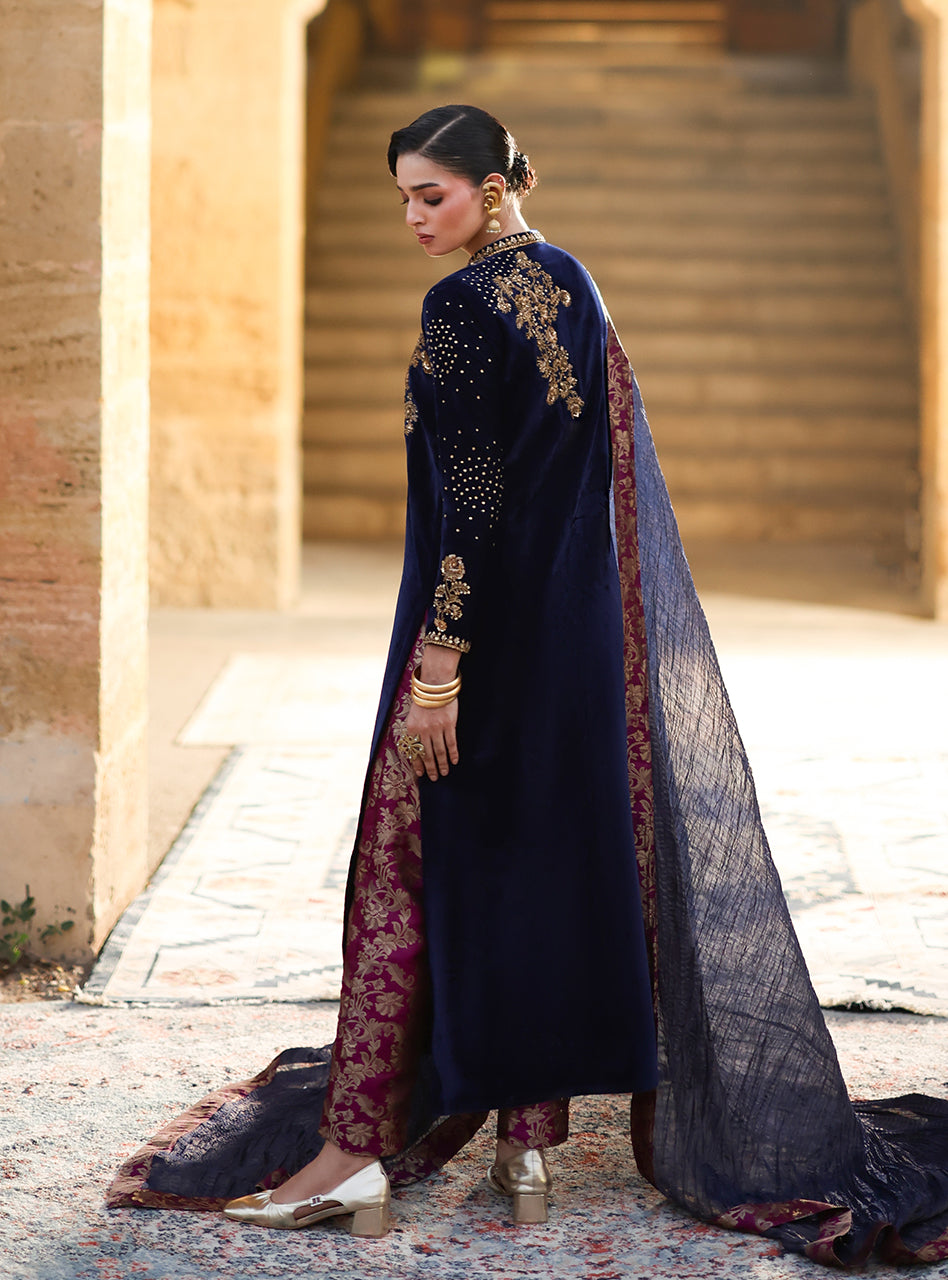 Zainab Chottani | Velura Velvet Edit 25 | Celine Gold - by Libasekhas UK - Registered Vendor of : Zainab Chottani - 100% Original Designer Dress