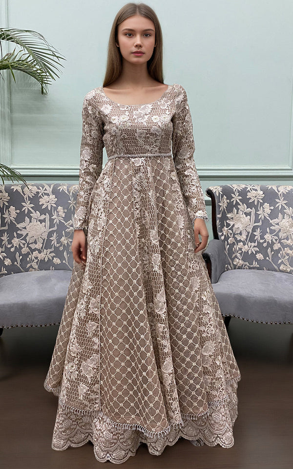 Threads and Motifs | Formal Dresses 25 | Organza Embroidered Maxi - by Libasekhas UK - Registered Vendor of : Threads and Motifs - 100% Original Designer Dress
