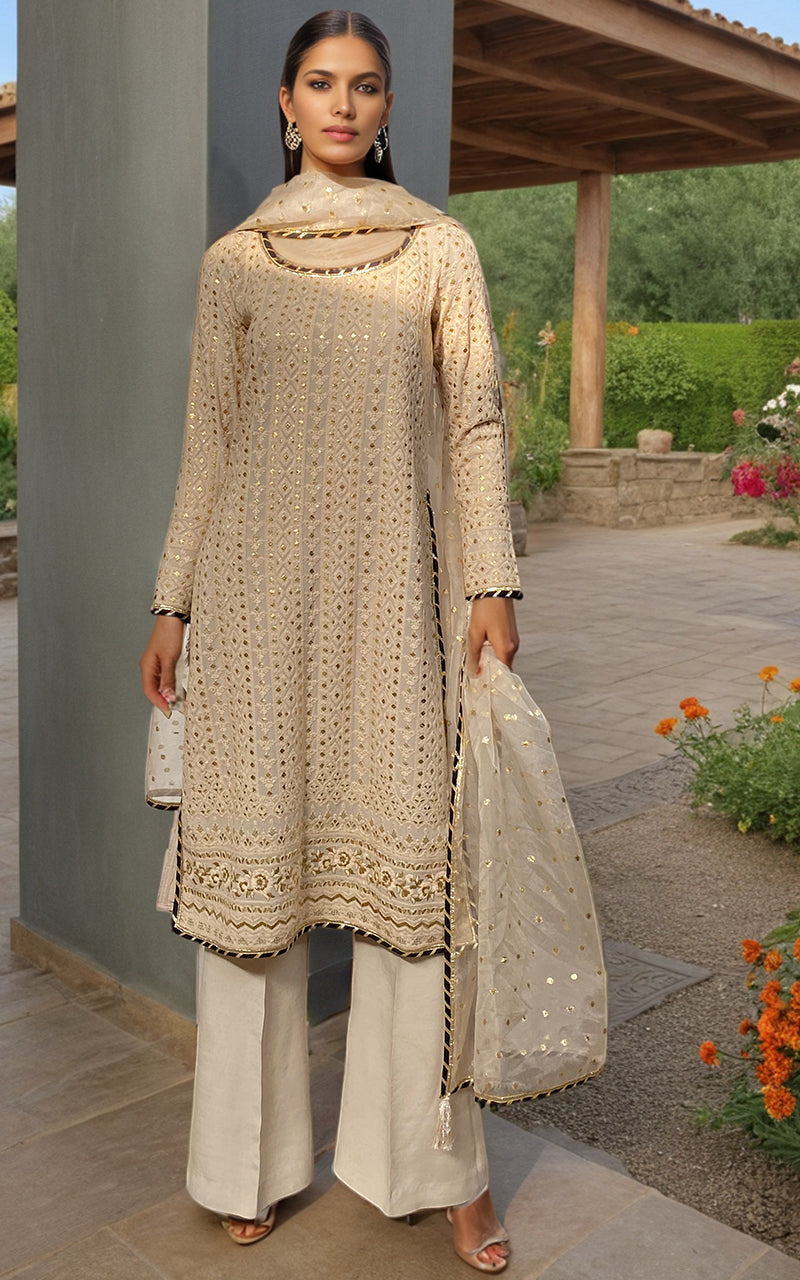 Threads and Motifs | Formal Dresses 25 | Embroidered Shirt With Trouser And Dupatta - by Libasekhas UK - Registered Vendor of : Threads and Motifs - 100% Original Designer Dress