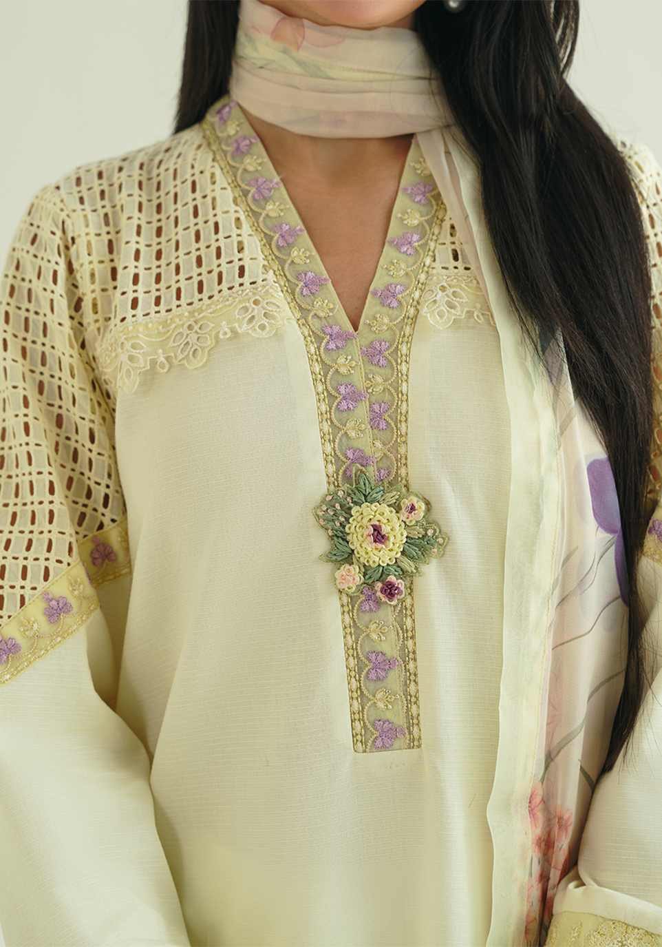 Zarqash | Whispers of Summer |BUTTER BLOOM - by Libasekhas UK - Registered Vendor of : Zarqash - 100% Original Designer Dress
