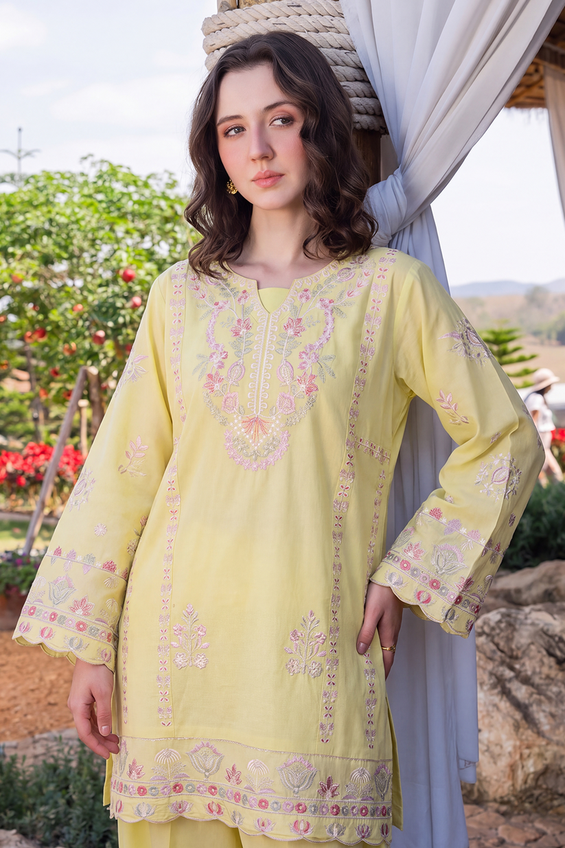 Saad Shaikh | Ease Fall Edit 26 | Daffodil - by Libasekhas UK - Registered Vendor of : Saad Shaikh - 100% Original Designer Dress
