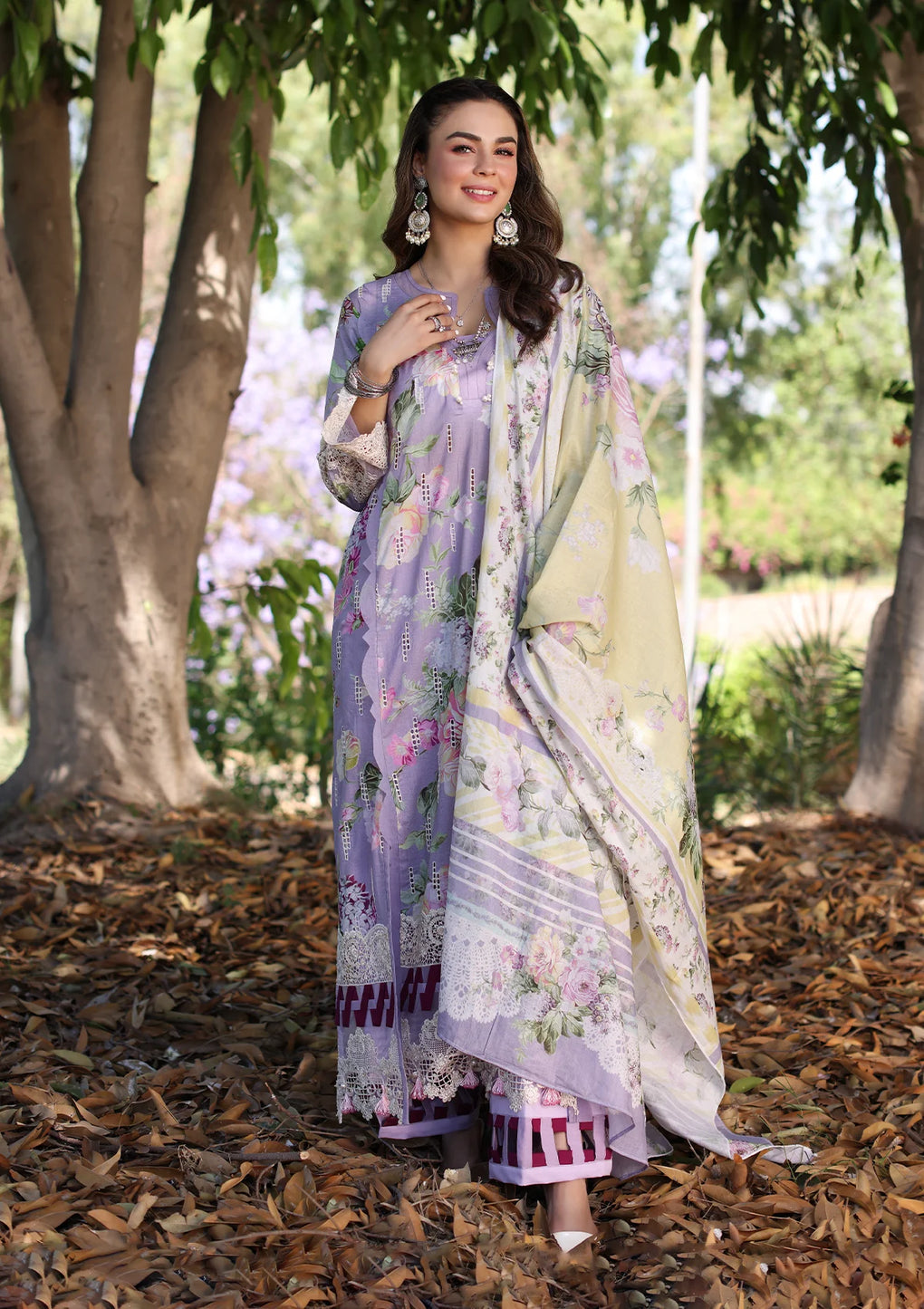 Elaf Premium | Prints Chikankari 24 | 03A LILAC LAMOUR - by - Libasekhas UK - Registered Vendor of : Elaf Premium - 100% Original Designer Dresss