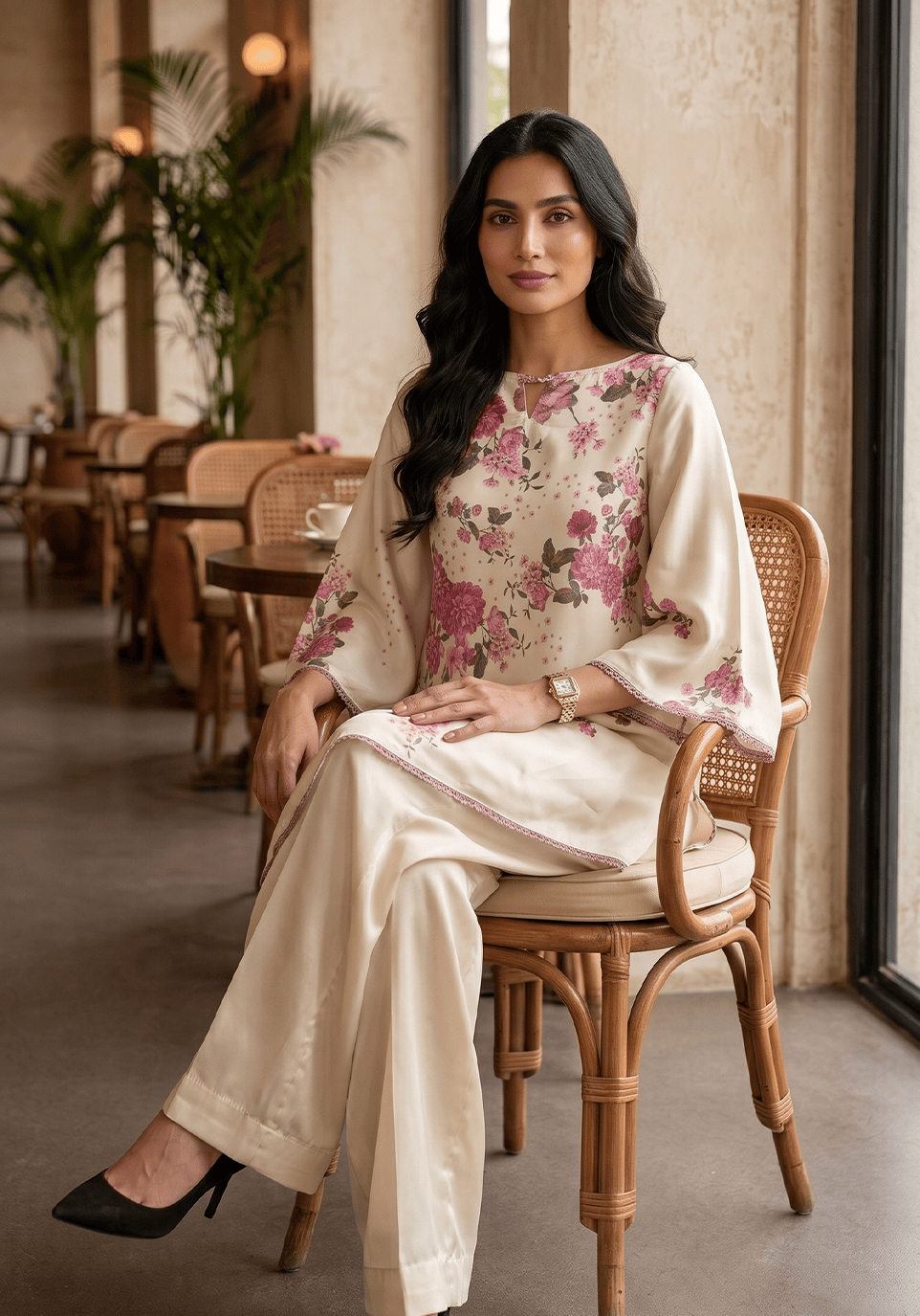 Zarqash | Silk Edit 26 | Blush Botanica - by Libasekhas UK - Registered Vendor of : Zarqash - 100% Original Designer Dress