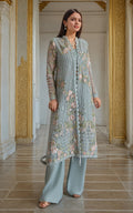 Threads and Motifs | Formal Dresses 25 | Organza Embroidered Front Open Jacket - by Libasekhas UK - Registered Vendor of : Threads and Motifs - 100% Original Designer Dress