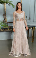 Threads and Motifs | Formal Dresses 25 | Net Embroidered Dress With Skirt - by Libasekhas UK - Registered Vendor of : Threads and Motifs - 100% Original Designer Dress