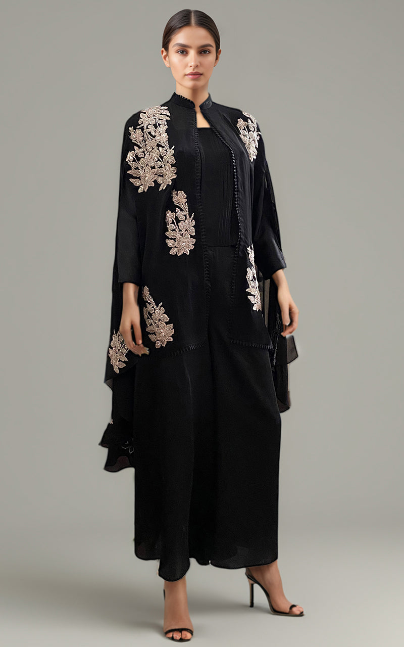 Threads and Motifs | Formal Dresses 25 | Embroidered Cape With Trouser - by Libasekhas UK - Registered Vendor of : Threads and Motifs - 100% Original Designer Dress