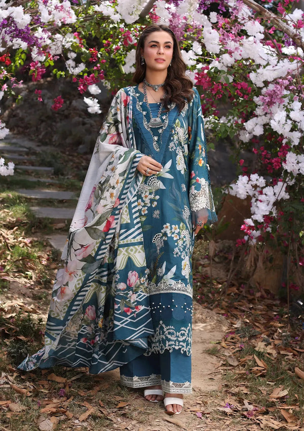 Elaf Premium | Prints Chikankari 24 | 02B SERENITA - by - Libasekhas UK - Registered Vendor of : Elaf Premium - 100% Original Designer Dresss