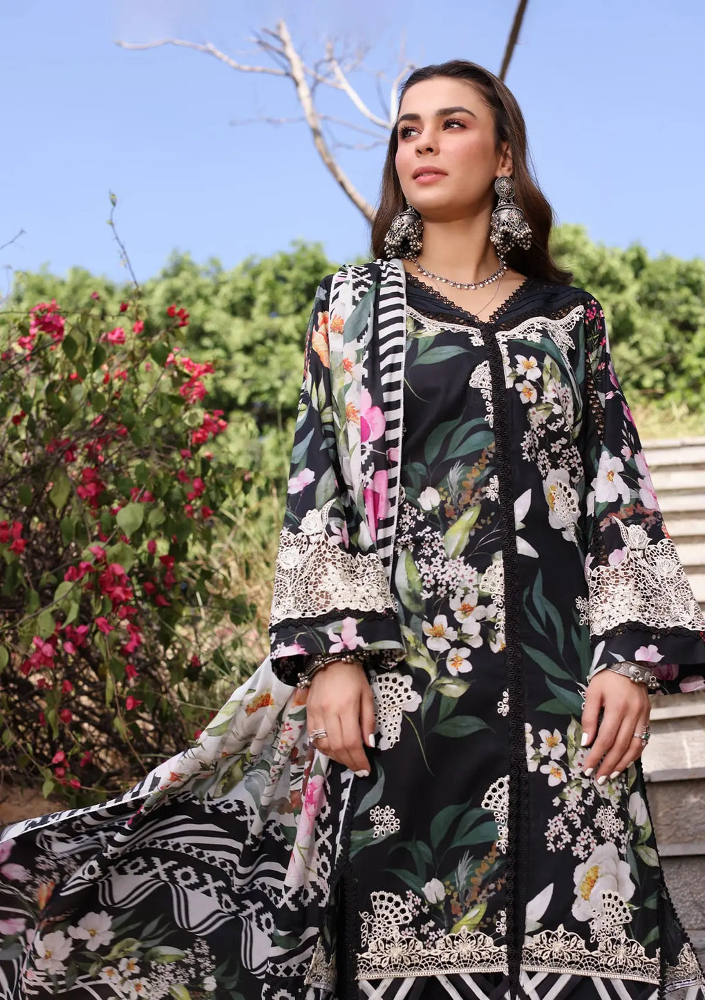 Elaf Premium | Prints Chikankari 24 | 02A NOIREE - by - Libasekhas UK - Registered Vendor of : Elaf Premium - 100% Original Designer Dresss