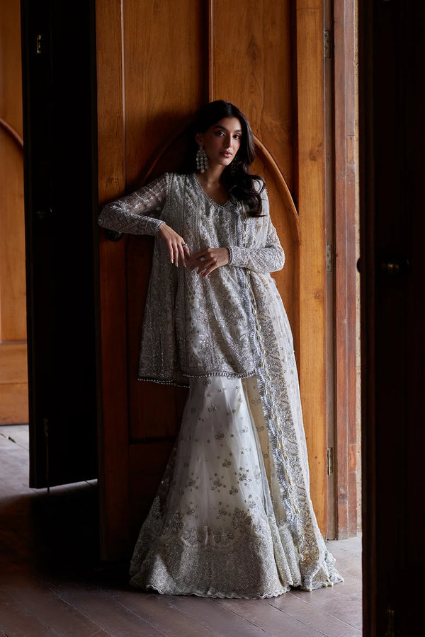 Afrozeh | DASTANGOI '26 | White Angrakha & Sharara-Afsun