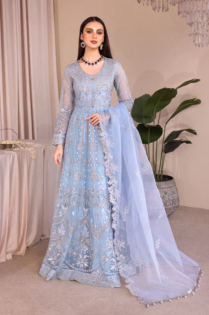 Emaan Adeel | Romansiyyah Luxury Formals 23 | RM-03 BLUE LAGOON - by - Libasekhas UK - Registered Vendor of : Emaan Adeel - 100% Original Designer Dresss