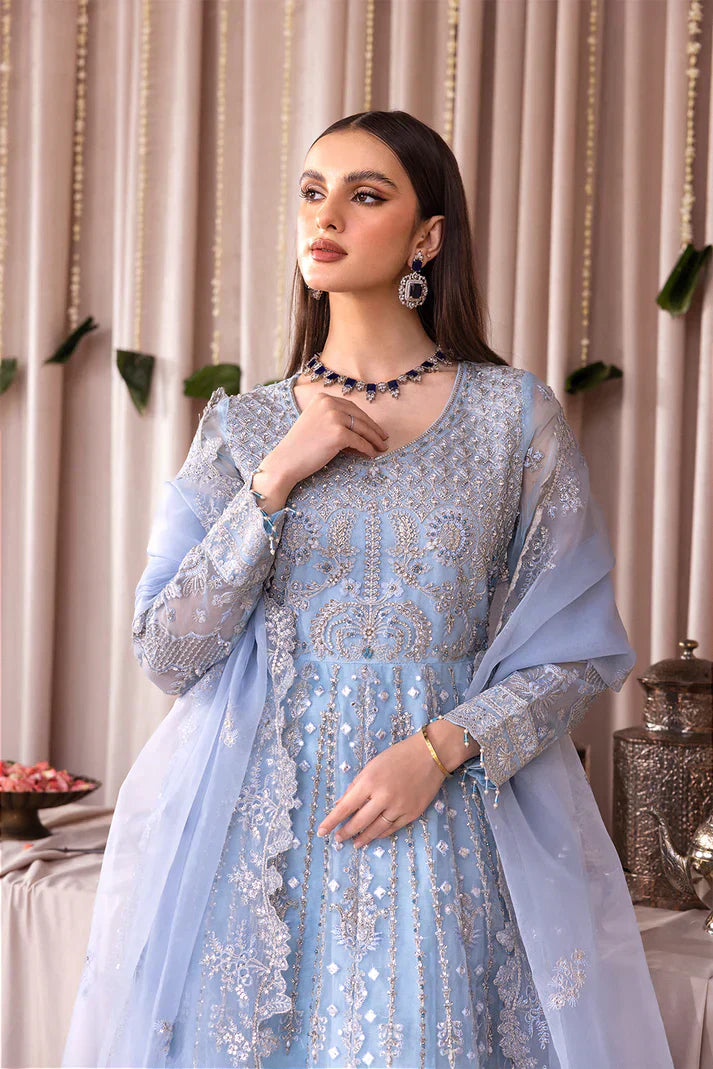 Emaan Adeel | Romansiyyah Luxury Formals 23 | RM-03 BLUE LAGOON - by - Libasekhas UK - Registered Vendor of : Emaan Adeel - 100% Original Designer Dresss