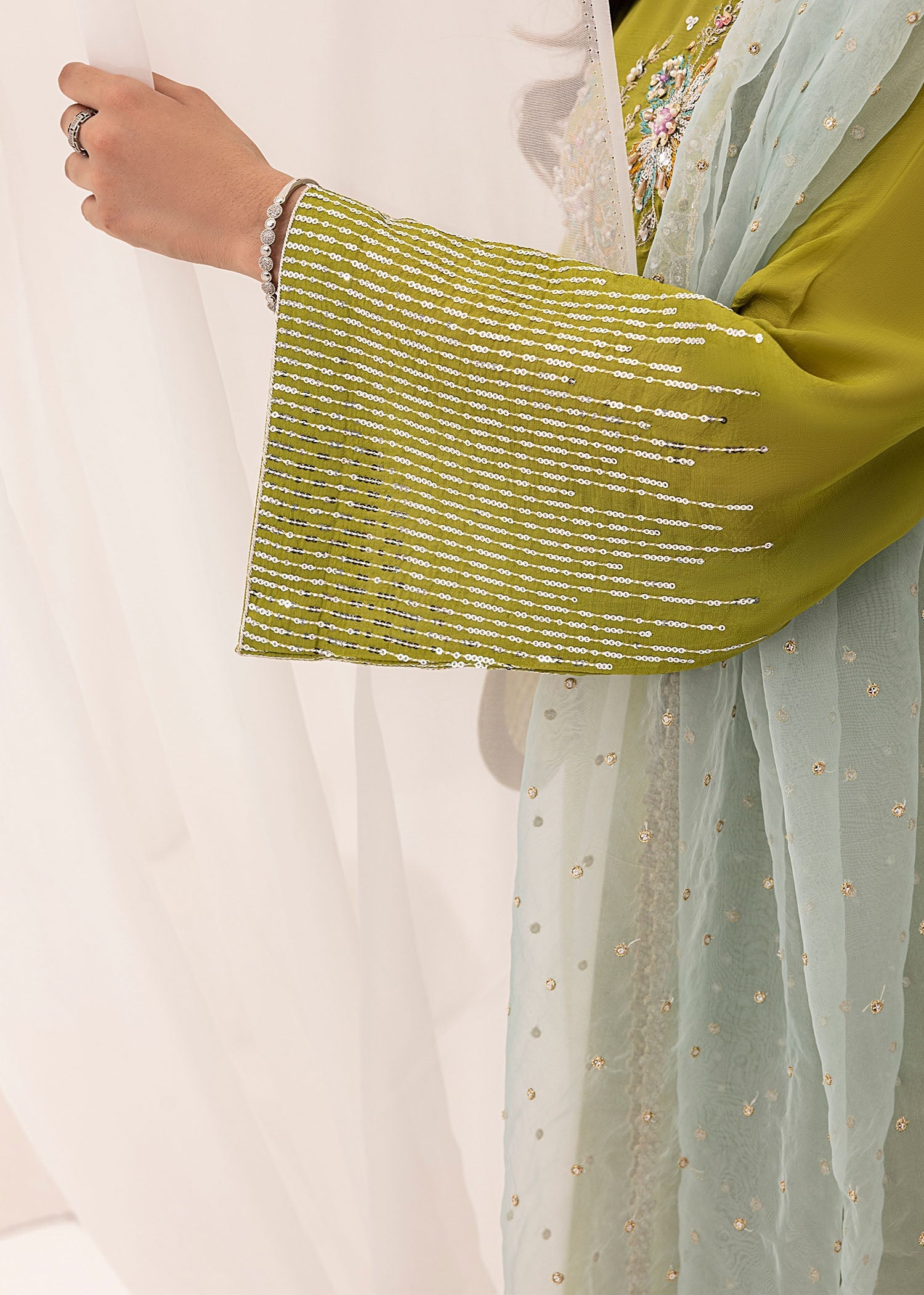 Jamnii | Silk Ivy | Lime Forest - by - Libasekhas UK - Registered Vendor of : Jamnii - 100% Original Designer Dresss