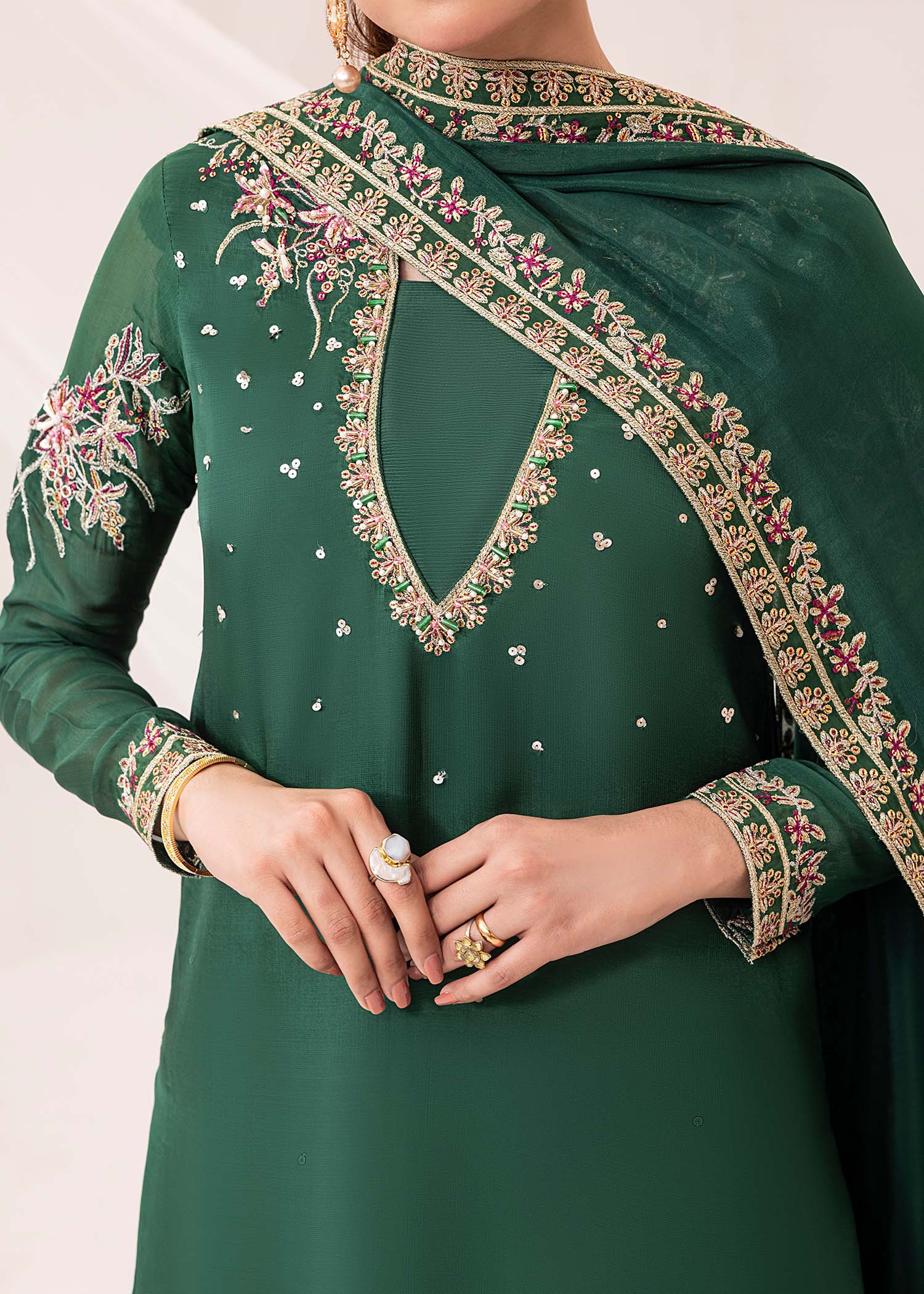 Jamnii | Silk Ivy | Emerald - by - Libasekhas UK - Registered Vendor of : Jamnii - 100% Original Designer Dresss
