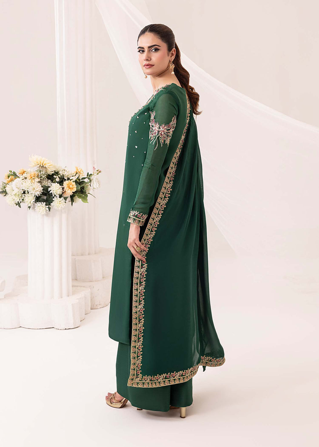 Jamnii | Silk Ivy | Emerald - by - Libasekhas UK - Registered Vendor of : Jamnii - 100% Original Designer Dresss