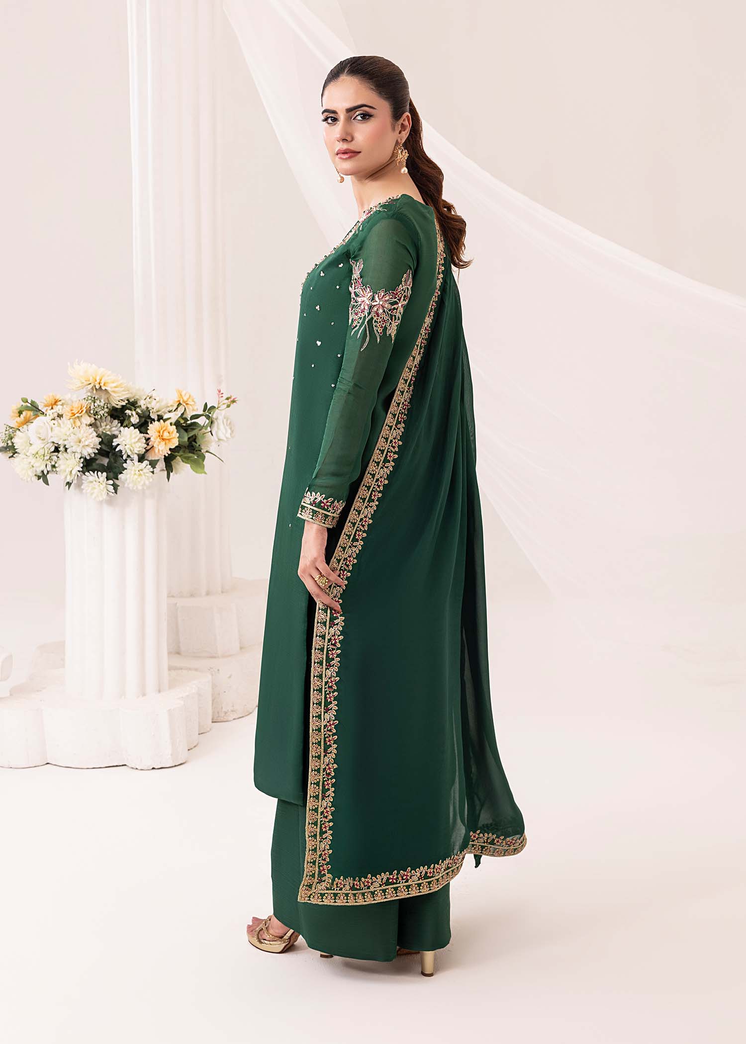 Jamnii | Silk Ivy | Emerald - by - Libasekhas UK - Registered Vendor of : Jamnii - 100% Original Designer Dresss