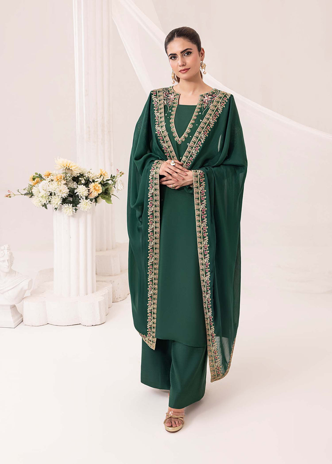 Jamnii | Silk Ivy | Emerald - by - Libasekhas UK - Registered Vendor of : Jamnii - 100% Original Designer Dresss