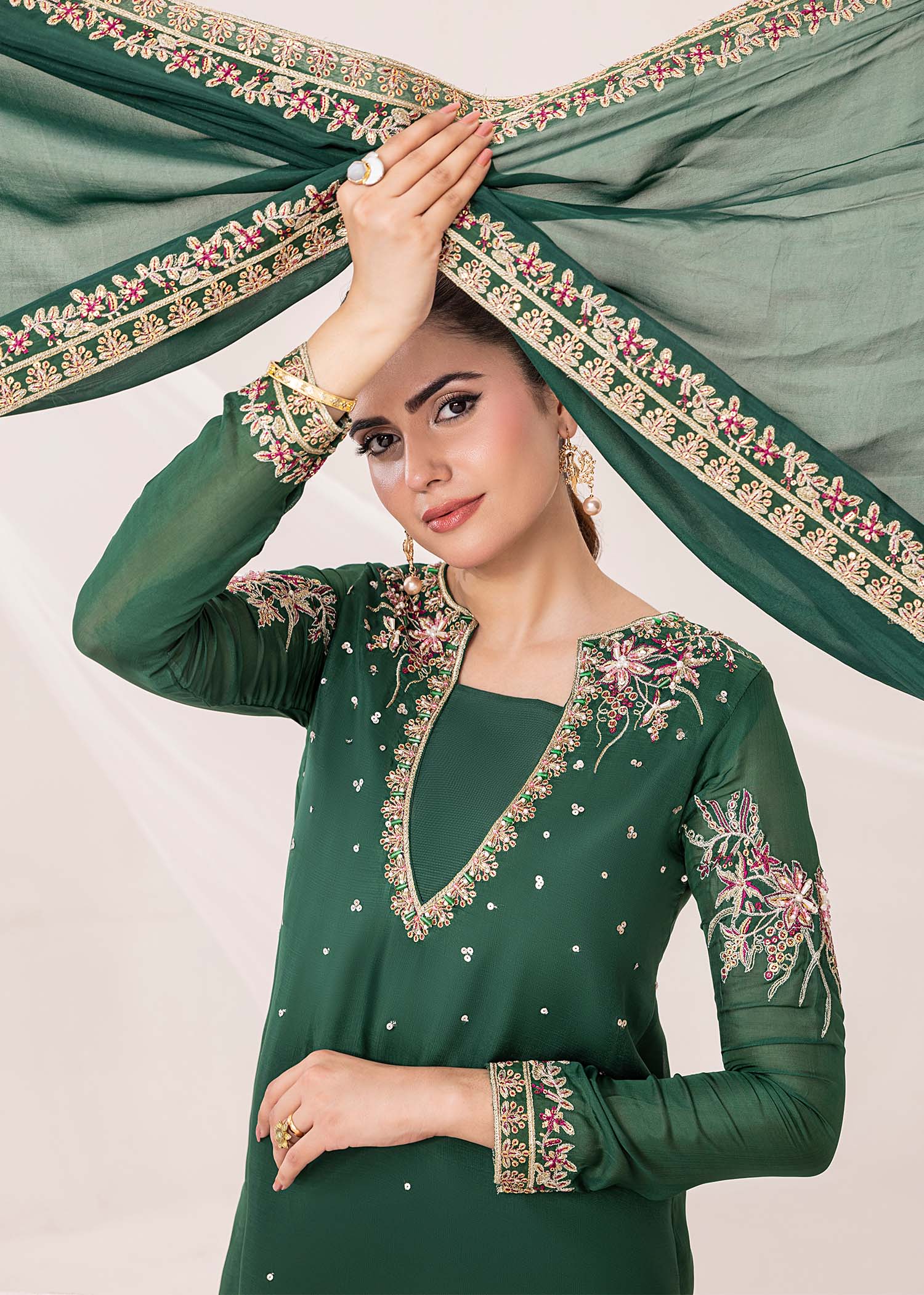 Jamnii | Silk Ivy | Emerald - by - Libasekhas UK - Registered Vendor of : Jamnii - 100% Original Designer Dresss