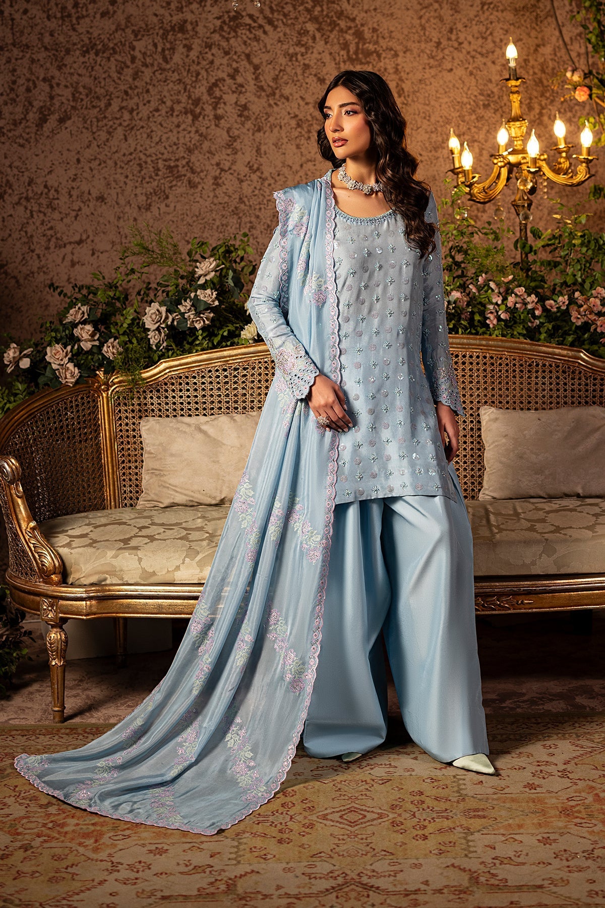 Mina Kashif | Loona Lawn 25 | Sapphire - by - Libasekhas UK - Registered Vendor of : Mina Kashif - 100% Original Designer Dresss