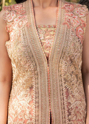 HSY | Summer Edit | Peach Terracotta - by Libasekhas UK - Registered Vendor of : HSY - 100% Original Designer Dress
