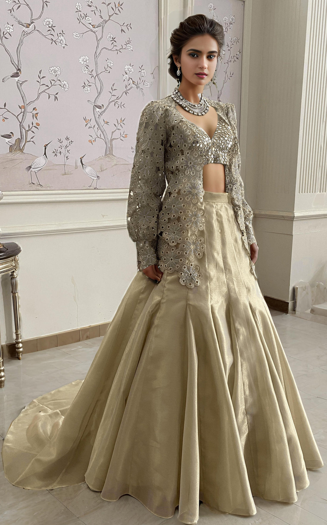 Threads and Motifs | Formal Dresses 25 | EMBRIODERED JACKET WITH BLOUSE AND SKIRT - by Libasekhas UK - Registered Vendor of : Threads and Motifs - 100% Original Designer Dress