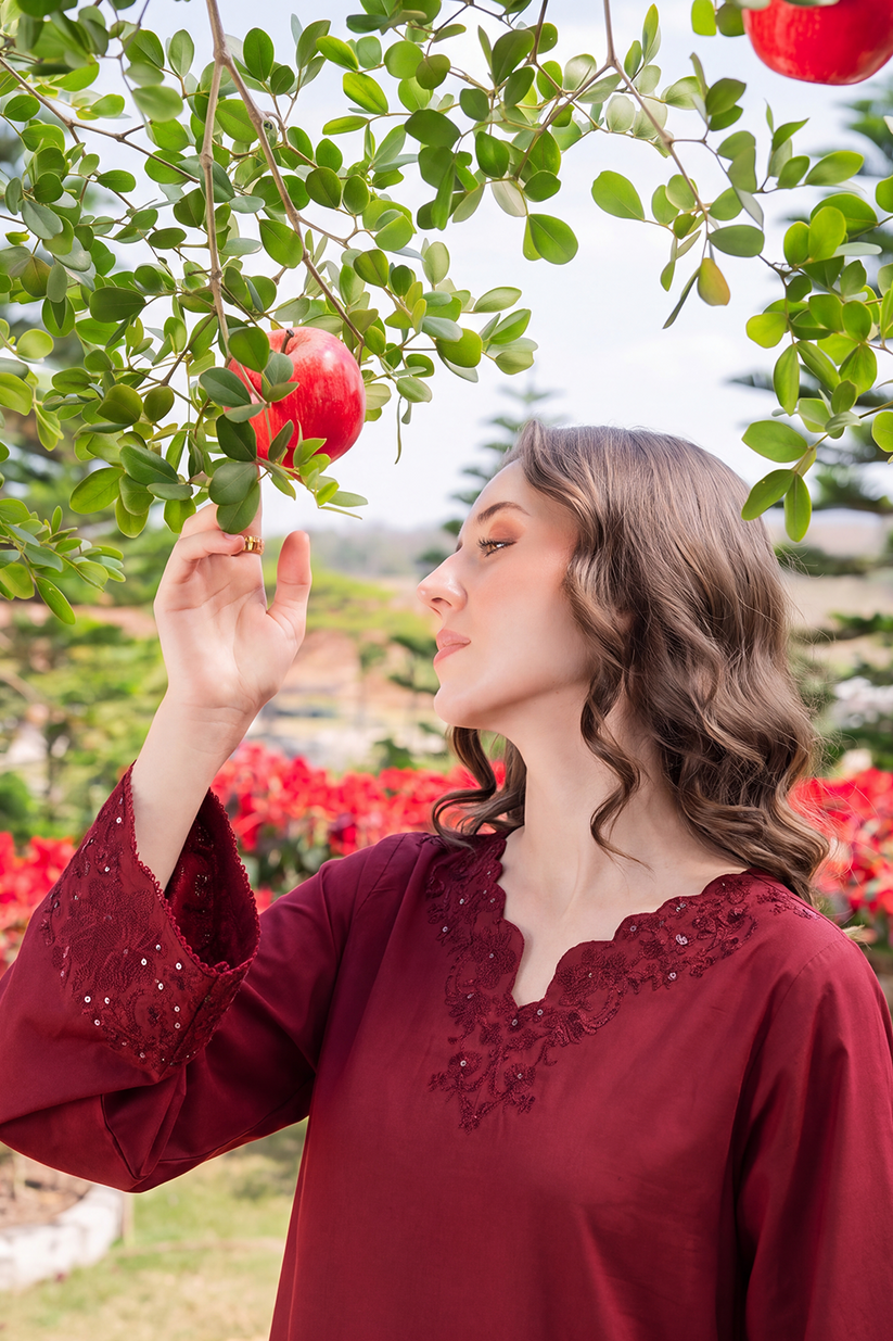 Saad Shaikh | Ease Fall Edit 26 | Merlot - by Libasekhas UK - Registered Vendor of : Saad Shaikh - 100% Original Designer Dress