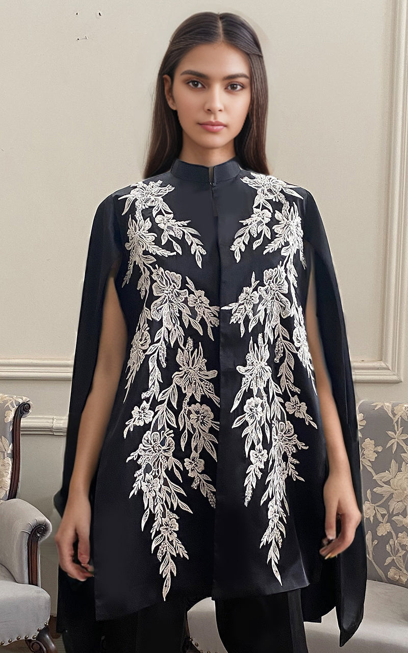 Threads and Motifs | Formal Dresses 25 | Embroidered Cape With Trouser - by Libasekhas UK - Registered Vendor of : Threads and Motifs - 100% Original Designer Dress