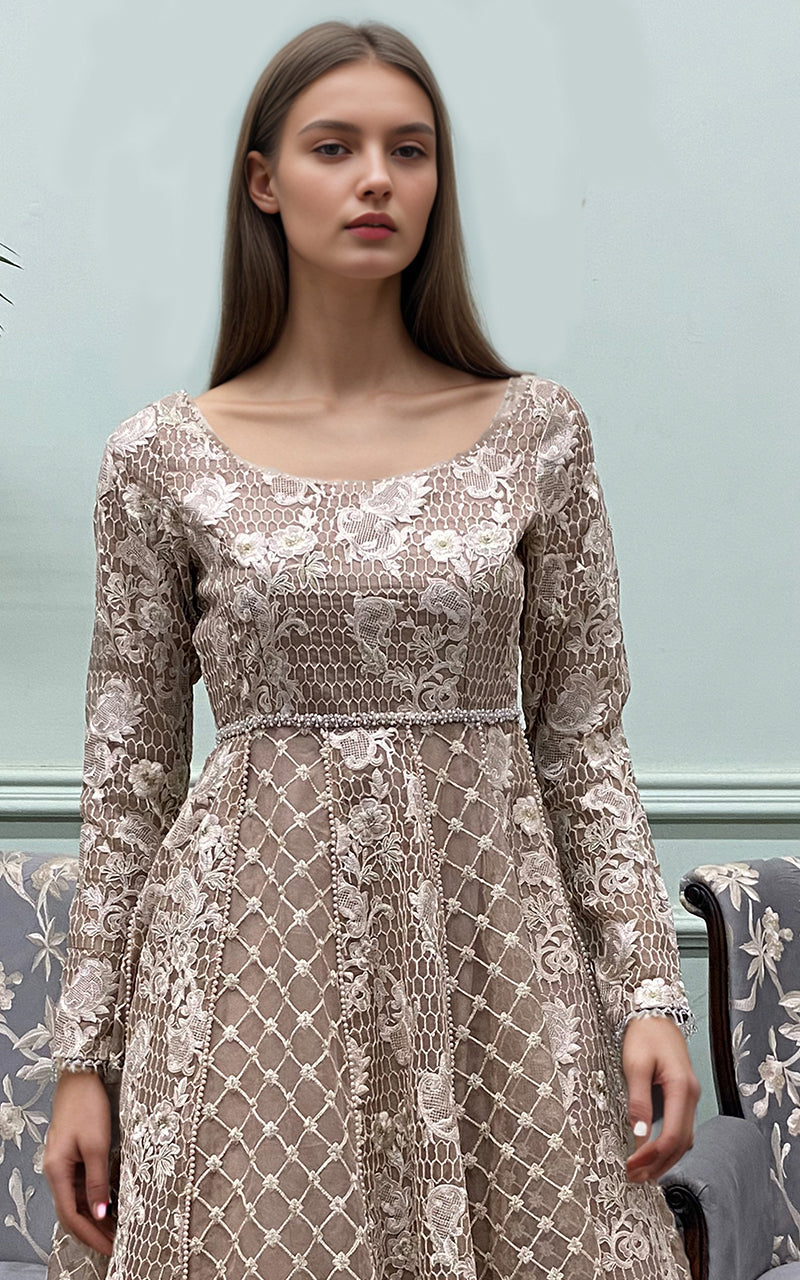 Threads and Motifs | Formal Dresses 25 | Organza Embroidered Maxi - by Libasekhas UK - Registered Vendor of : Threads and Motifs - 100% Original Designer Dress