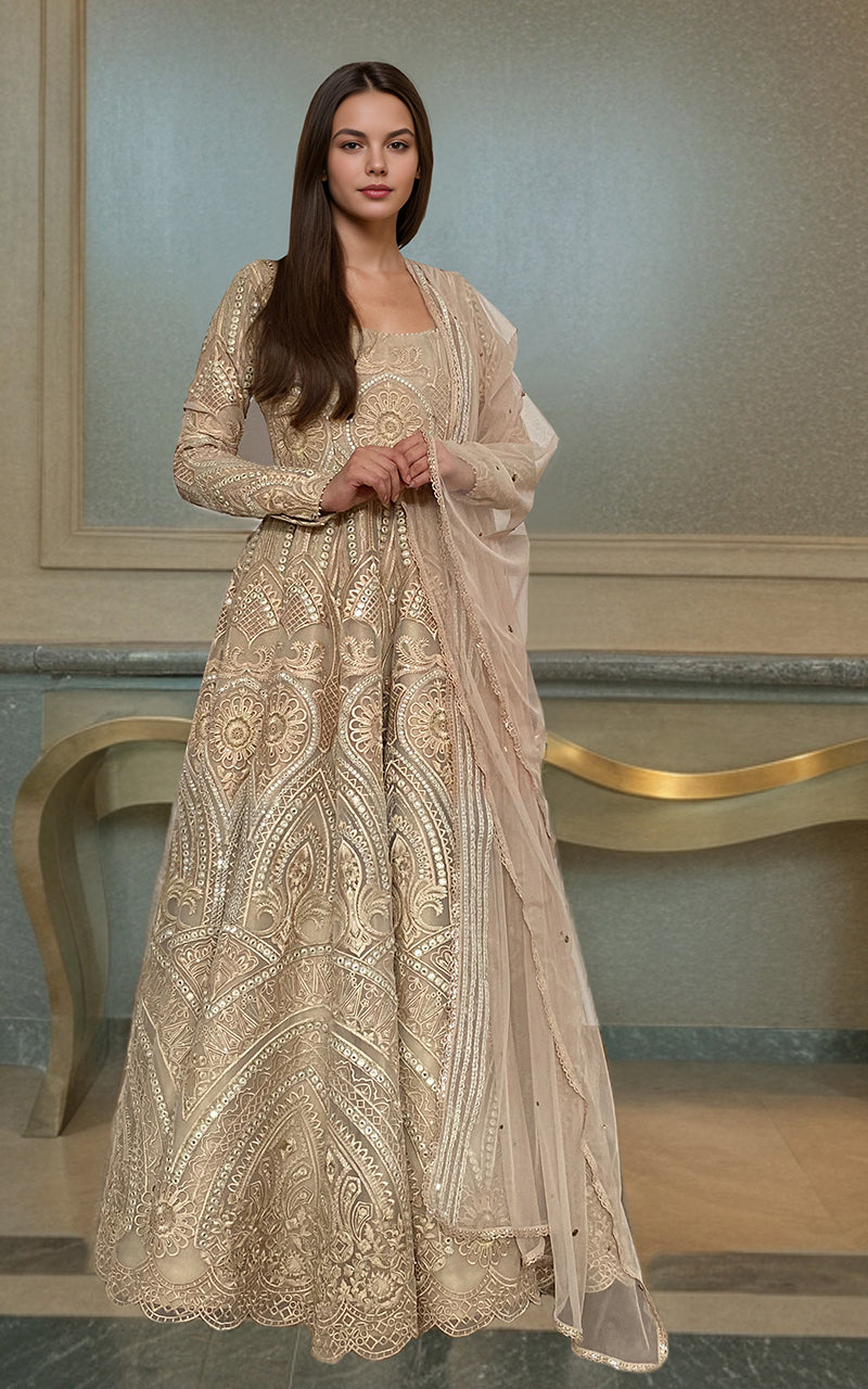 Threads and Motifs | Formal Dresses 25 | Organza Embroidered Maxi - by Libasekhas UK - Registered Vendor of : Threads and Motifs - 100% Original Designer Dress