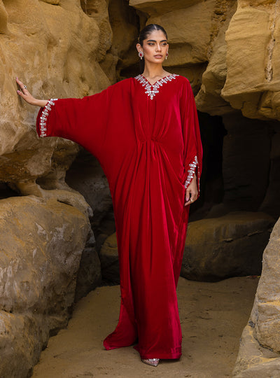 Zainab Chottani | The Kaftan Edit | Capri Red - by Libasekhas UK - Registered Vendor of : Zainab Chottani - 100% Original Designer Dress