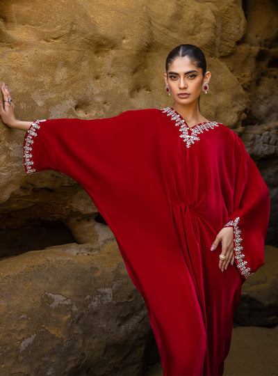 Zainab Chottani | The Kaftan Edit | Capri Red - by Libasekhas UK - Registered Vendor of : Zainab Chottani - 100% Original Designer Dress