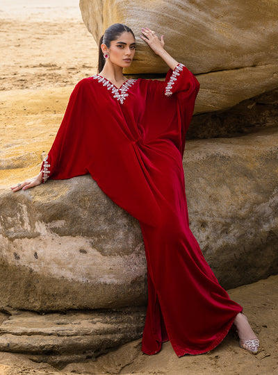 Zainab Chottani | The Kaftan Edit | Capri Red - by Libasekhas UK - Registered Vendor of : Zainab Chottani - 100% Original Designer Dress
