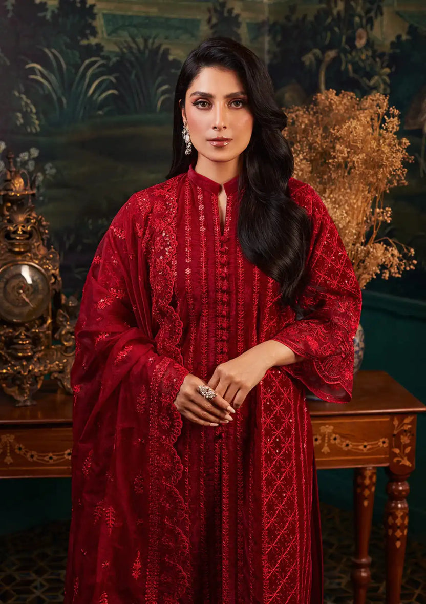 Zainab Chottani | Embroidered Velvet | SURKH D-05 - by - Libasekhas UK - Registered Vendor of : Zainab Chottani - 100% Original Designer Dresss