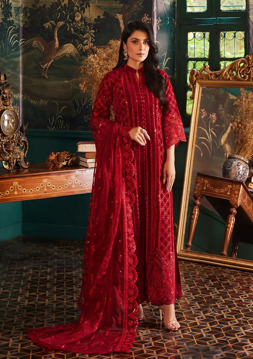 Zainab Chottani | Embroidered Velvet | SURKH D-05 - by - Libasekhas UK - Registered Vendor of : Zainab Chottani - 100% Original Designer Dresss