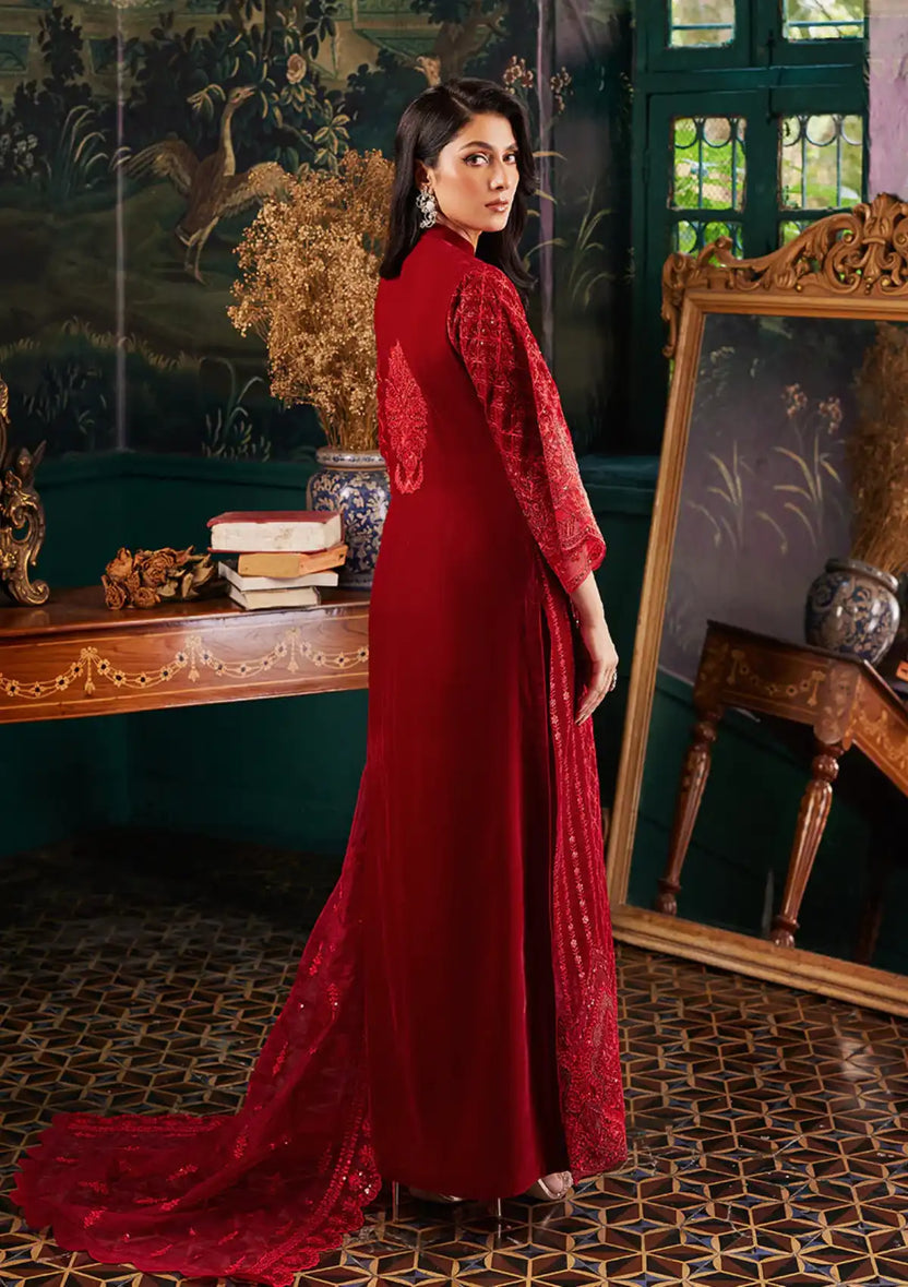 Zainab Chottani | Embroidered Velvet | SURKH D-05 - by - Libasekhas UK - Registered Vendor of : Zainab Chottani - 100% Original Designer Dresss