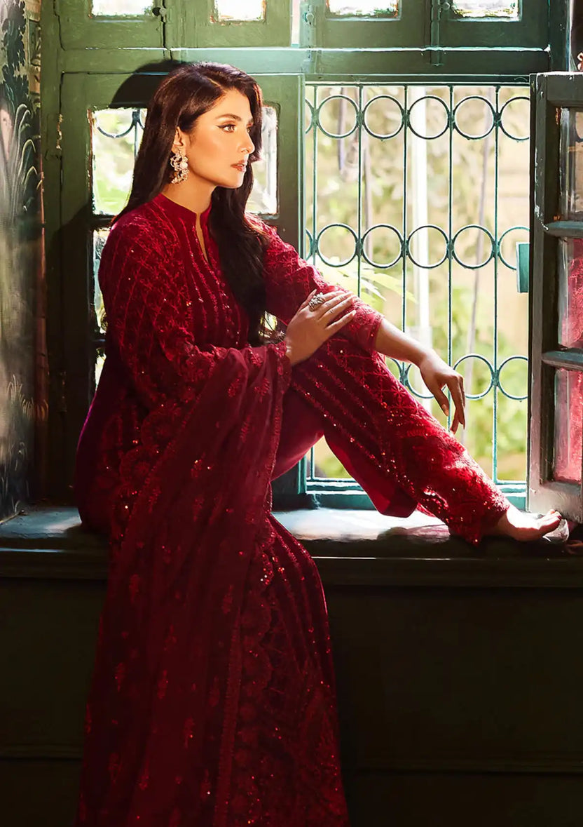 Zainab Chottani | Embroidered Velvet | SURKH D-05 - by - Libasekhas UK - Registered Vendor of : Zainab Chottani - 100% Original Designer Dresss