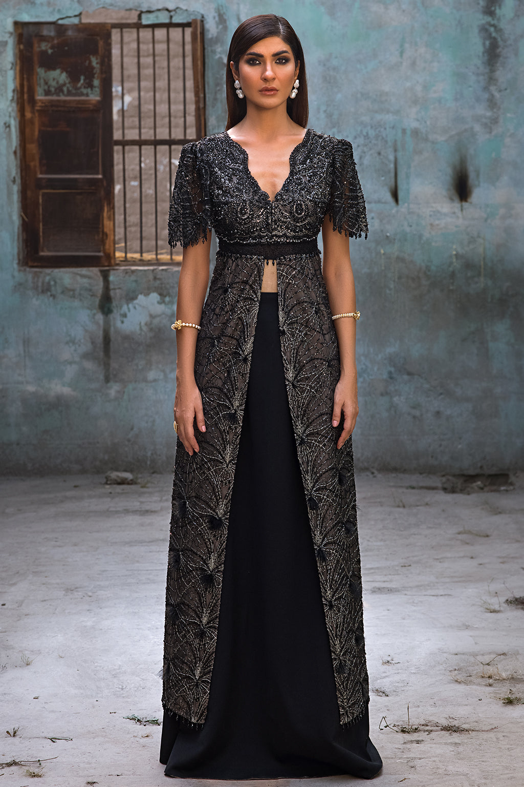 Erum Khan | Dazzling Fiesta | Raven - by Libasekhas UK - Registered Vendor of : Erum Khan - 100% Original Designer Dress