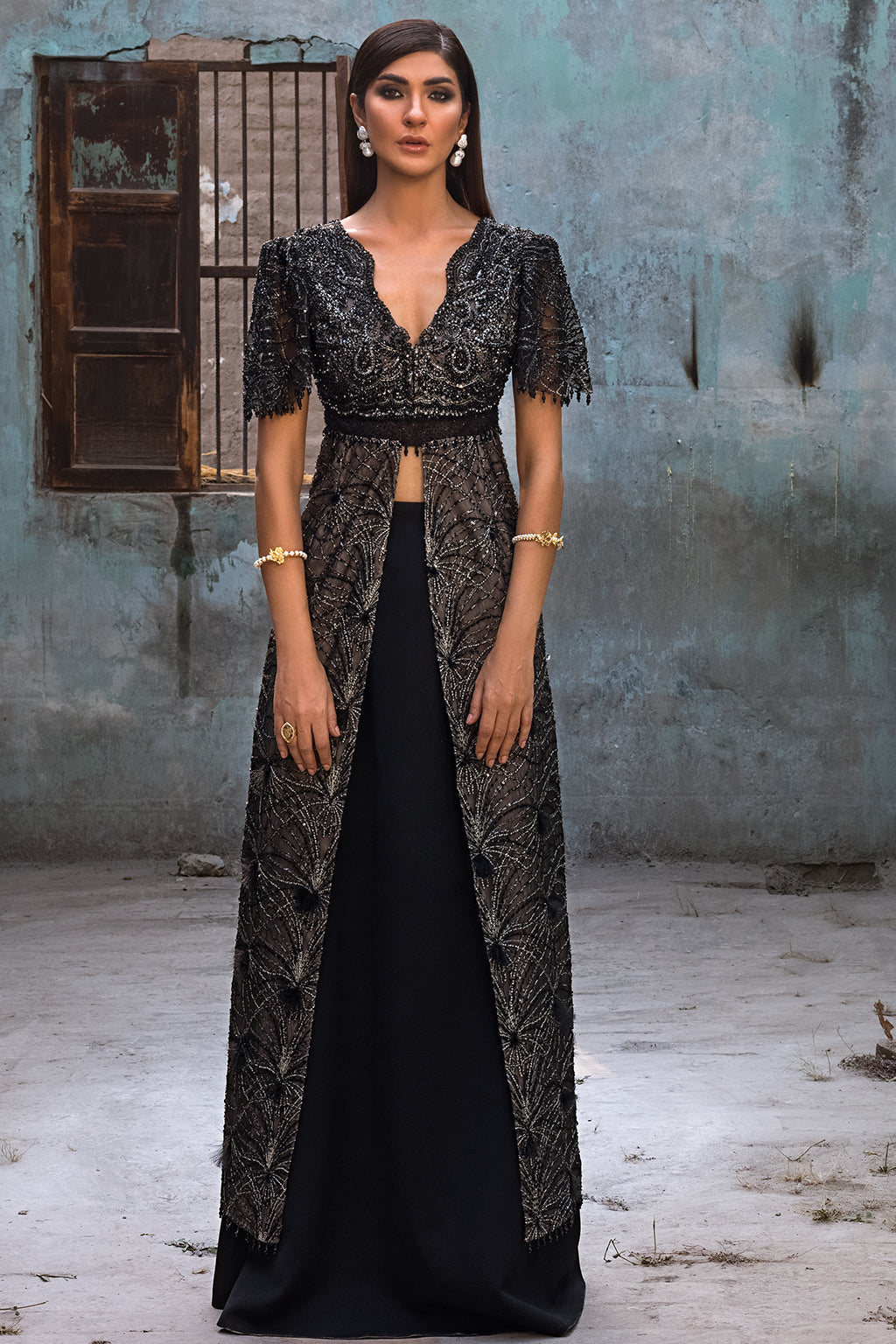 Erum Khan | Dazzling Fiesta | Raven - by Libasekhas UK - Registered Vendor of : Erum Khan - 100% Original Designer Dress