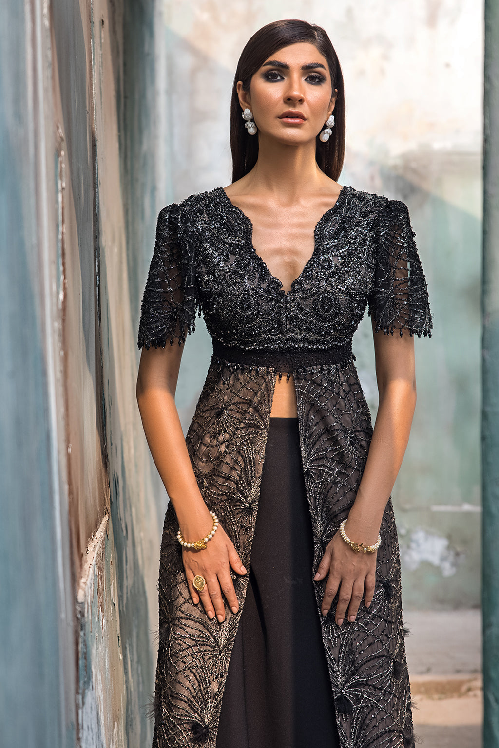 Erum Khan | Dazzling Fiesta | Raven - by Libasekhas UK - Registered Vendor of : Erum Khan - 100% Original Designer Dress