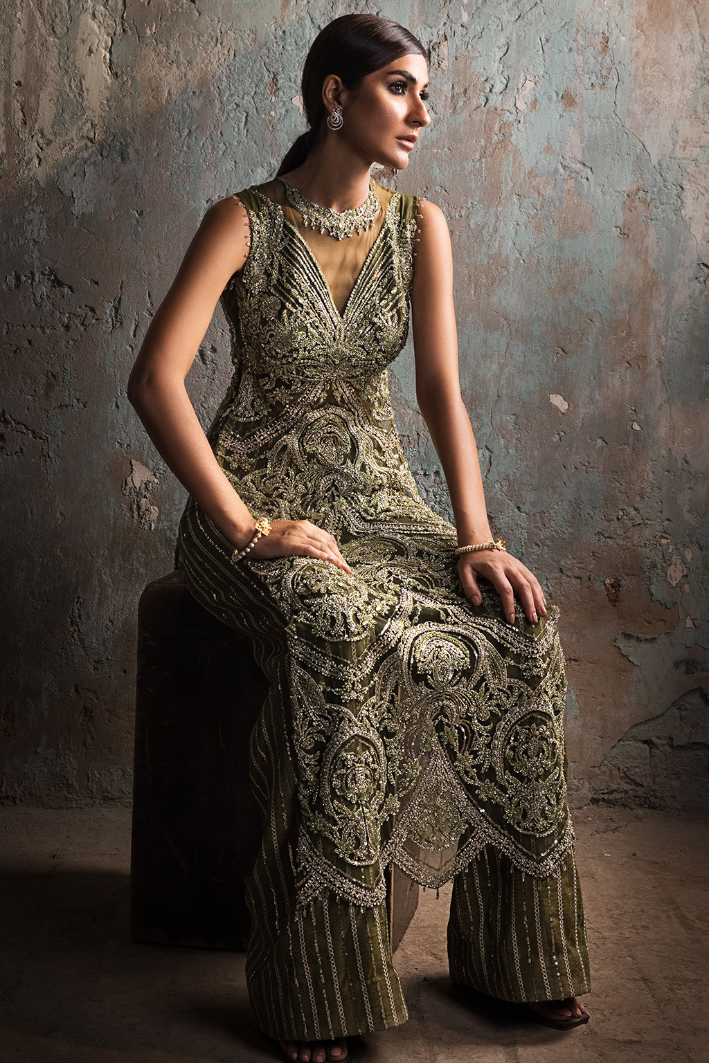 Erum Khan | Dazzling Fiesta | Shamrock - by Libasekhas UK - Registered Vendor of : Erum Khan - 100% Original Designer Dress