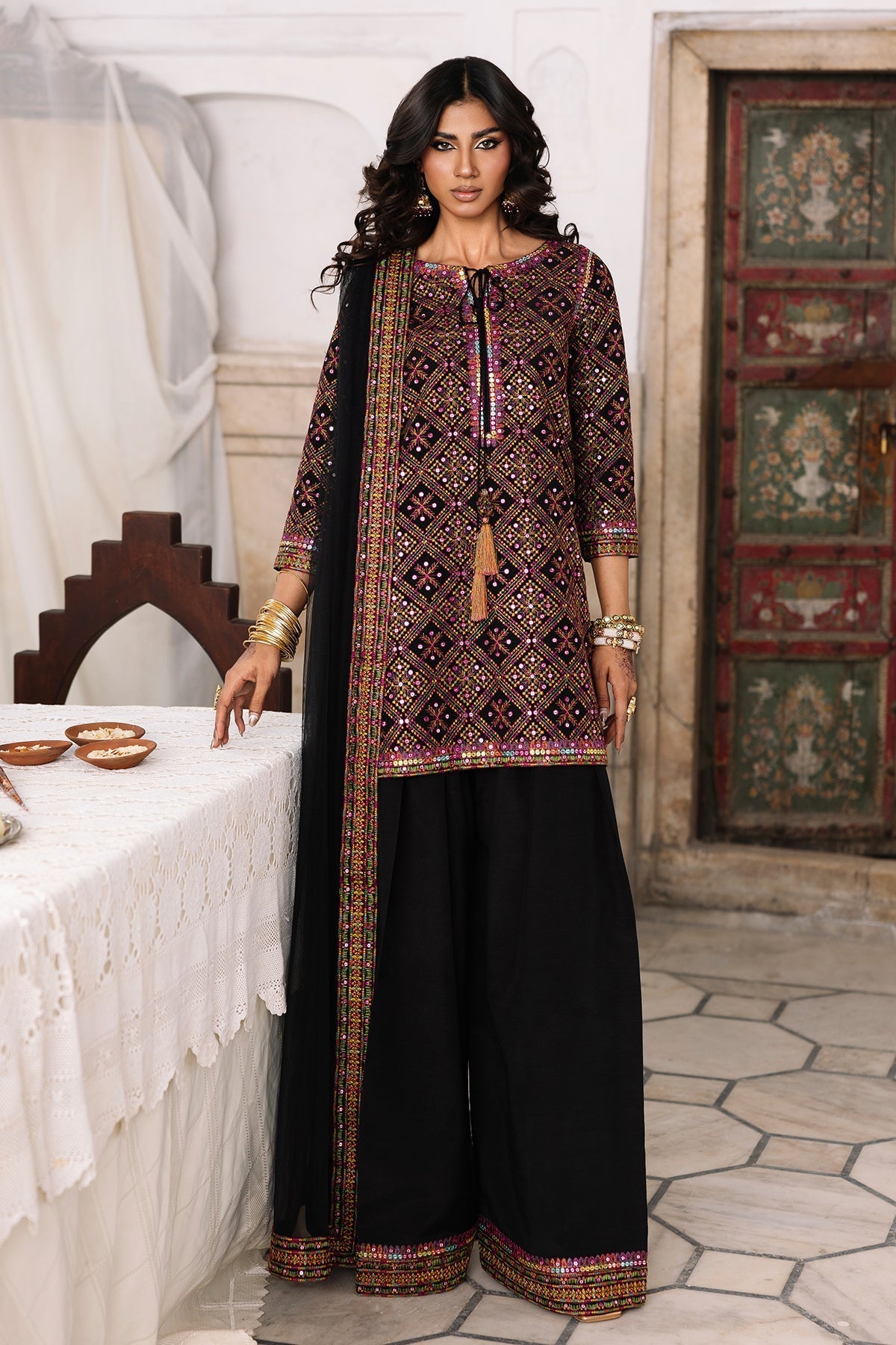 Charizma | Festive Pret | 3-Pcs Embroidered Raw Silk CMA-6-327 - by Libasekhas UK - Registered Vendor of : Charizma - 100% Original Designer Dress