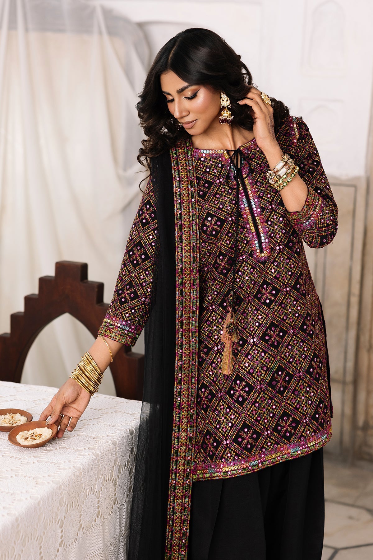 Charizma | Festive Pret | 3-Pcs Embroidered Raw Silk CMA-6-327 - by Libasekhas UK - Registered Vendor of : Charizma - 100% Original Designer Dress